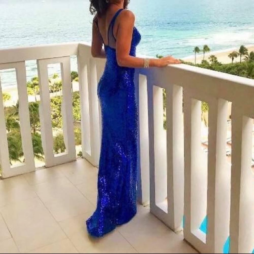 Blue sequined mermaid dress